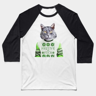 Cat in ugly sweater Baseball T-Shirt